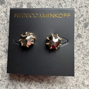 Rebecca Minkoff Gold Faceted Stud Earrings with Metallic Accents